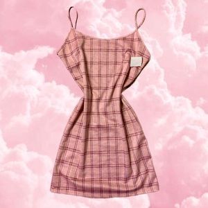💗NWT Cute Pink Tartan/Plaid Cotton Dress